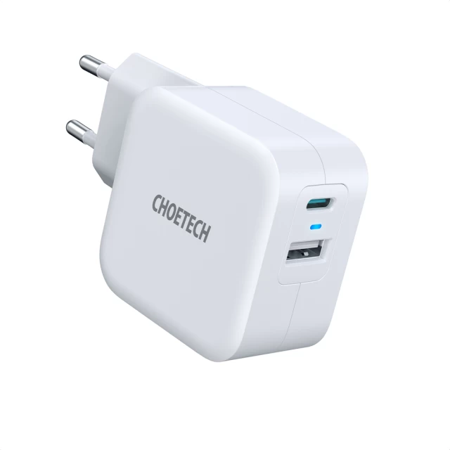 Сетевое зарядное устройство Choetech QC 38W USB-C | USB-A White (PD5002-EU)