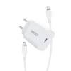 Мережевий зарядний пристрій Choetech 20W USB-C with USB-C to Lightning Cable White (Q5004-V2-EU-CLWH)