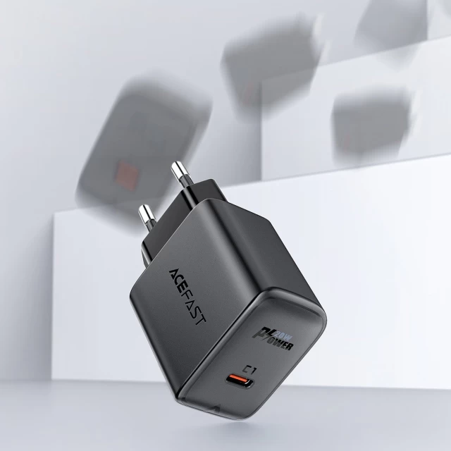 Мережевий зарядний пристрій Acefast A1 QC 20W USB-C Black (A1 black)