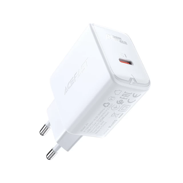 Сетевое зарядное устройство Acefast A1 QC 20W USB-C White (A1 white)