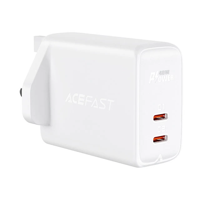 Сетевое зарядное устройство Acefast A12 QC UK 40W 2xUSB-C White (A12 white)