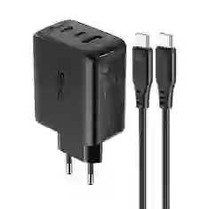 Мережевий зарядний пристрій Acefast A13 QC 65W 2xUSB-C | USB-A with USB-C to USB-C Cable Black (A13 black)