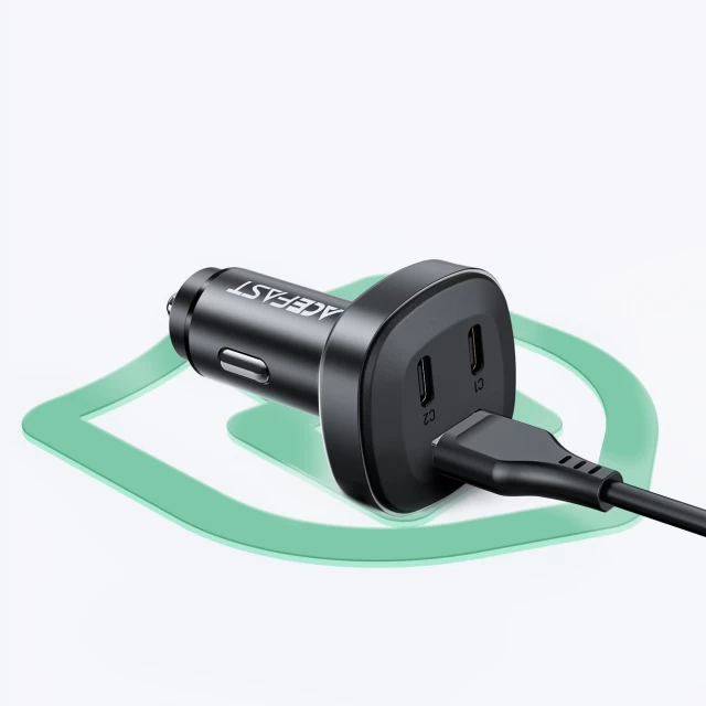 Автомобільний зарядний пристрій Acefast B3 Quick Charge 2xUSB-С/USB-А 66W Black (B3 Black)