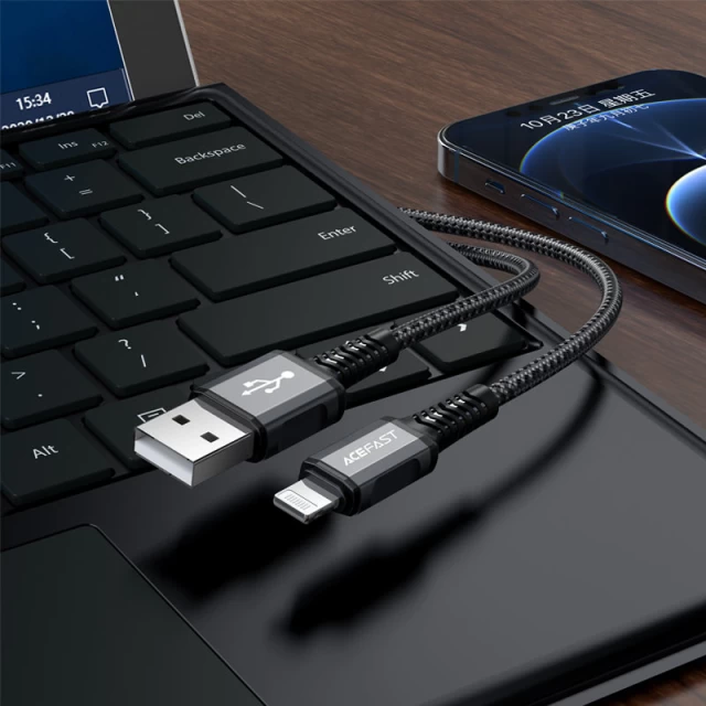 Кабель Acefast MFI USB-A to Lightning 1.2m Space Grey (C1-02-A-L deep space gray)