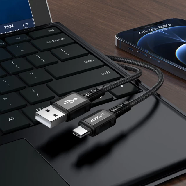 Кабель Acefast USB-A to USB-C 1.2m Black (C1-04-A-C Black)
