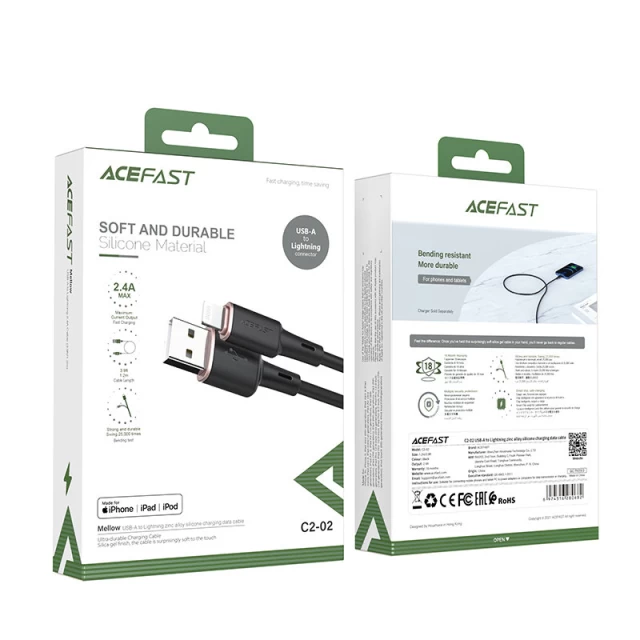 Кабель Acefast MFI USB-A to Lightning 1.2m Black (C2-02 Black)