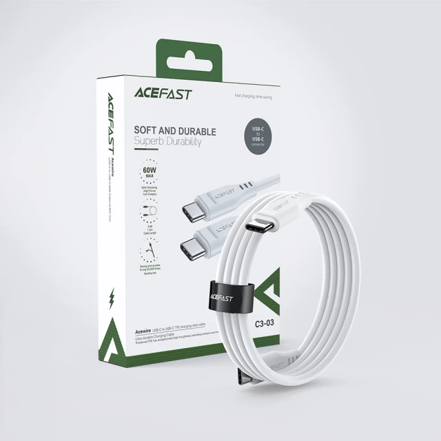 Кабель Acefast USB-C to USB-C 1.2m 60W White (C3-03White)