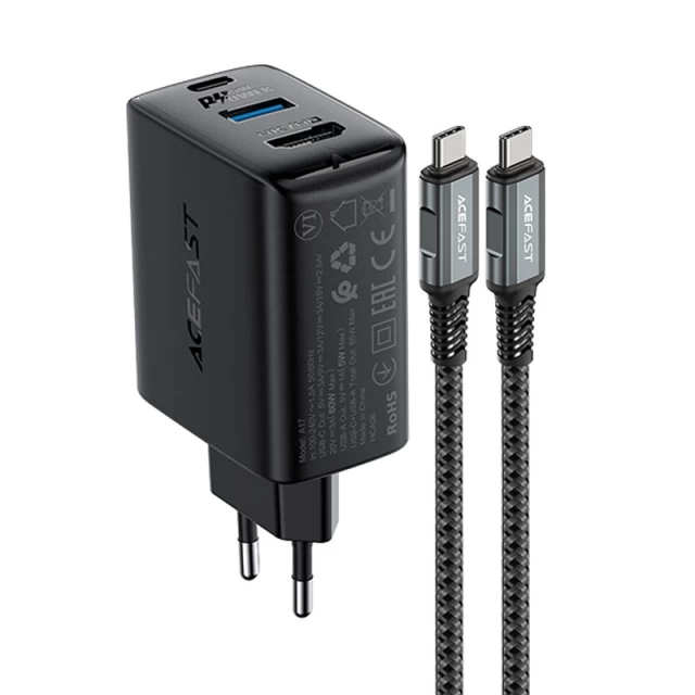 Сетевое зарядное устройство Acefast A17 65W USB-C | USB-A | HDMI with USB-C to USB-C Cable Black (A17 black)