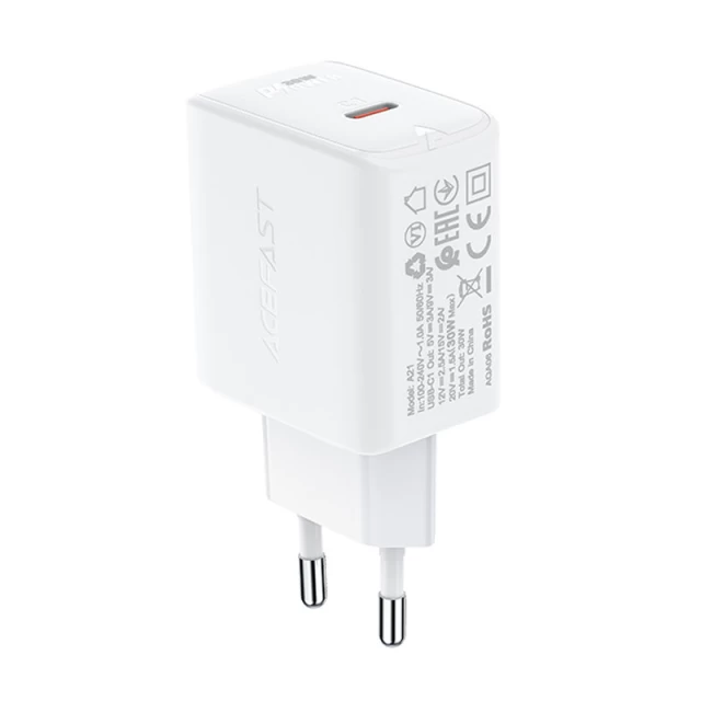 Сетевое зарядное устройство Acefast A21 QC 30W USB-C White (A21 white)