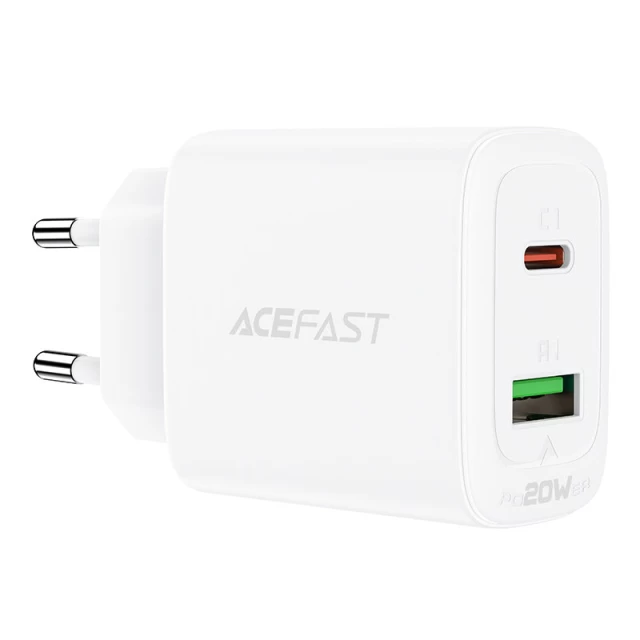 Сетевое зарядное устройство Acefast A25 QC 20W USB-C | USB-A White (A25 white)