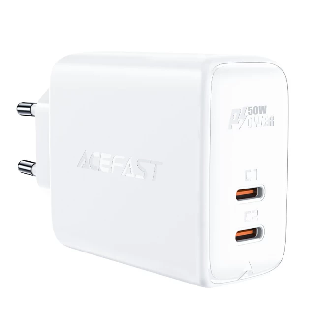 Сетевое зарядное устройство Acefast A29 QC 50W 2xUSB-C White (A29 white)