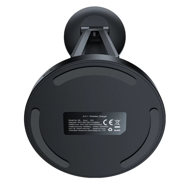 Бездротовий зарядний пристрій Acefast E8 2-in-1 15W Black with MagSafe (E8 Black)
