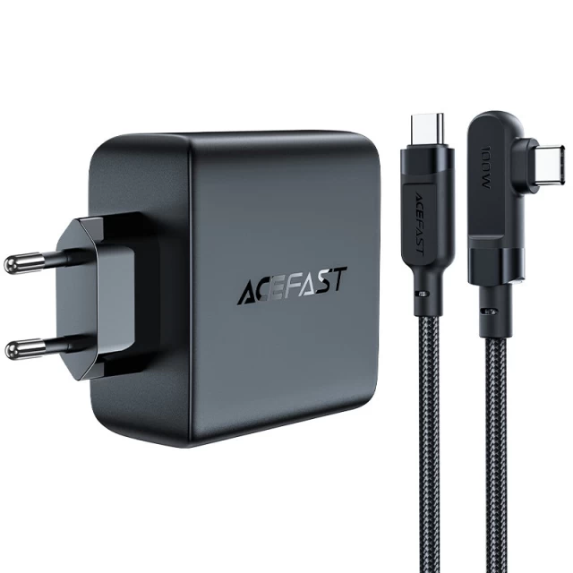 Мережевий зарядний пристрій Acefast A37 100W 3xUSB-C | USB-A with USB-C to USB-C Cable Black (A37 black)