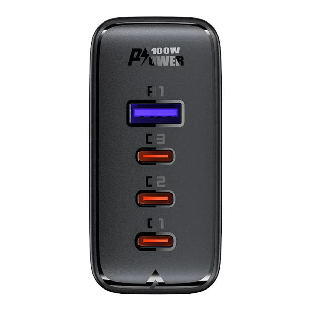 Сетевое зарядное устройство Acefast A37 100W 3xUSB-C | USB-A with USB-C to USB-C Cable Black (A37 black)