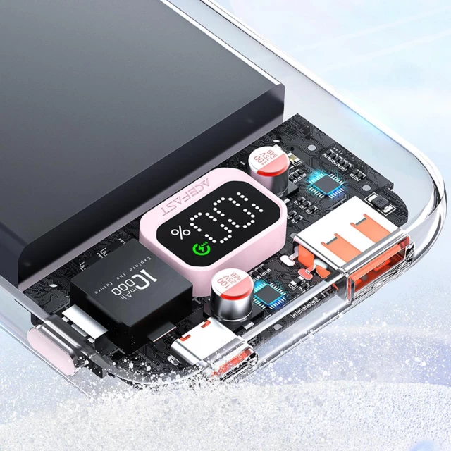 Портативное зарядное устройство Acefast Sparkling Series (М1) 30W 10000mAh USB-A/USB-C Pink (6974316282006)
