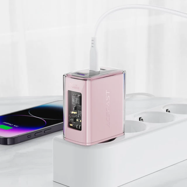 Мережевий зарядний пристрій Acefast A45 65W 2xUSB-C | USB-A Cherry Blossom (A45-cherry)