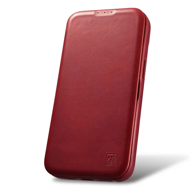 Чехол iCarer CE Oil Wax Premium Leather Folio Case для iPhone 14 Red with MagSafe (AKI14220705-RD)