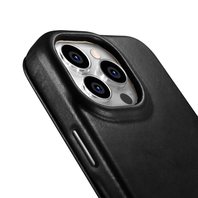 Чехол iCarer CE Oil Wax Premium Leather Folio Case для iPhone 14 Pro Black with MagSafe (AKI14220706-BK)