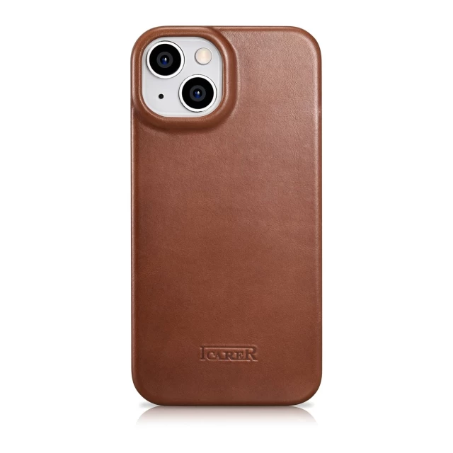 Чохол iCarer CE Oil Wax Premium Leather Folio Case для iPhone 14 Plus Brown with MagSafe (AKI14220707-BN)