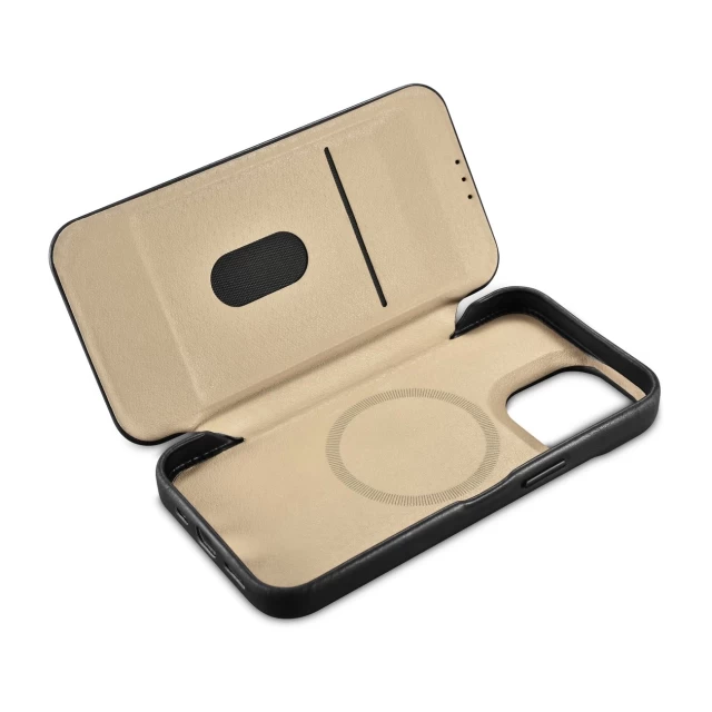 Чехол iCarer CE Oil Wax Premium Leather Folio Case для iPhone 14 Pro Max Black with MagSafe (AKI14220708-BK)