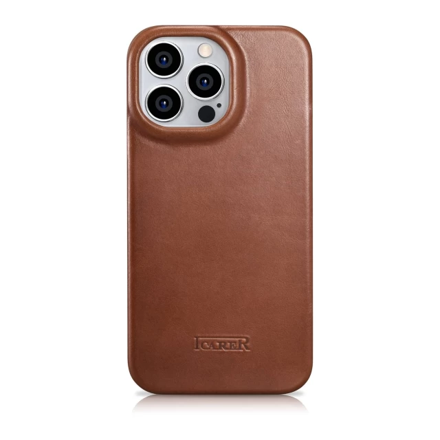 Чохол iCarer CE Oil Wax Premium Leather Folio Case для iPhone 14 Pro Max Brown with MagSafe (AKI14220708-BN)