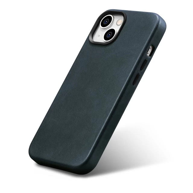 Чехол iCarer Oil Wax Premium Leather Case для iPhone 14 Dark Blue with MagSafe (WMI14220701-BU)
