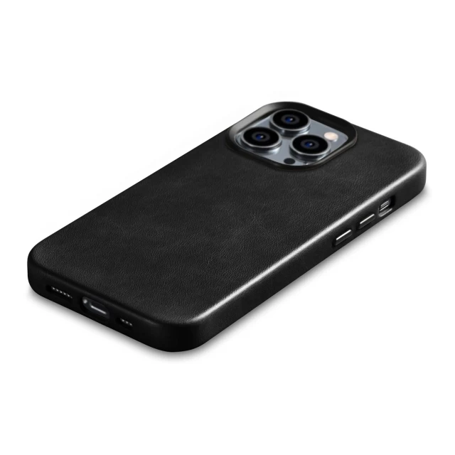 Чехол iCarer Oil Wax Premium Leather Case для iPhone 14 Pro Black with MagSafe (WMI14220702-BK)