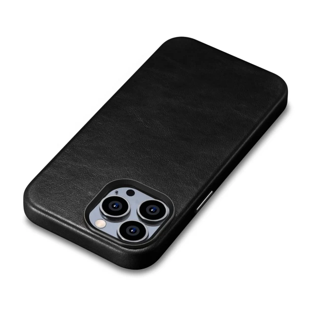 Чехол iCarer Oil Wax Premium Leather Case для iPhone 14 Pro Black with MagSafe (WMI14220702-BK)