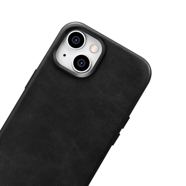 Чехол iCarer Oil Wax Premium Leather Case для iPhone 14 Plus Black with MagSafe (WMI14220703-BK)