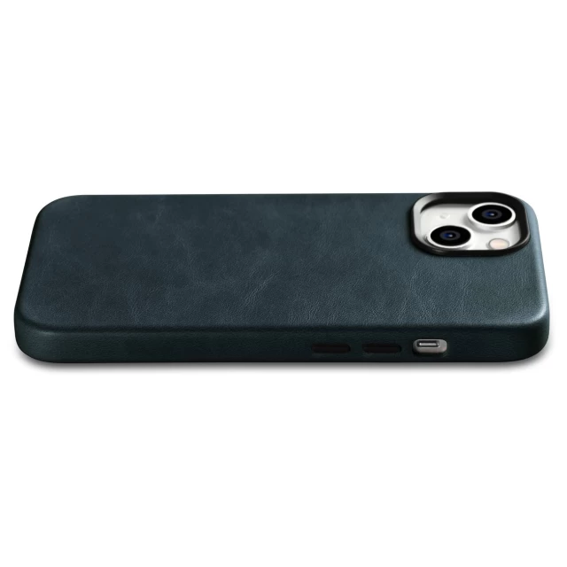 Чохол iCarer Oil Wax Premium Leather Case для iPhone 14 Plus Dark Blue with MagSafe (WMI14220703-BU)