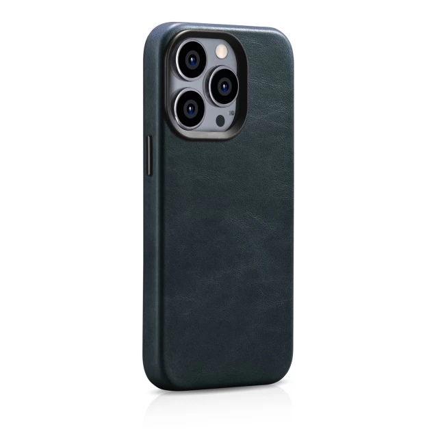 Чохол iCarer Oil Wax Premium Leather Case для iPhone 14 Pro Max Dark Blue with MagSafe (WMI14220704-BU)