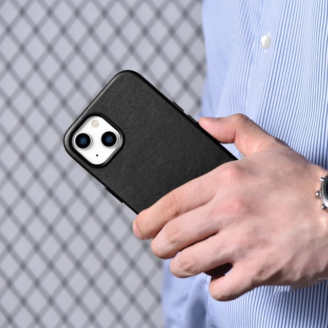 Чехол iCarer Leather Cover Case для iPhone 14 Black with MagSafe (WMI14220705-BK)