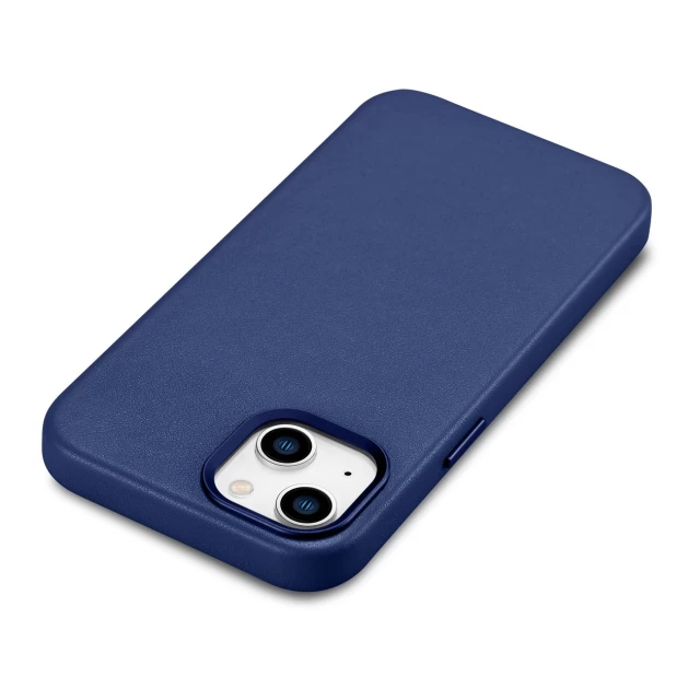 Чехол iCarer Leather Cover Case для iPhone 14 Blue with MagSafe (WMI14220705-BU)