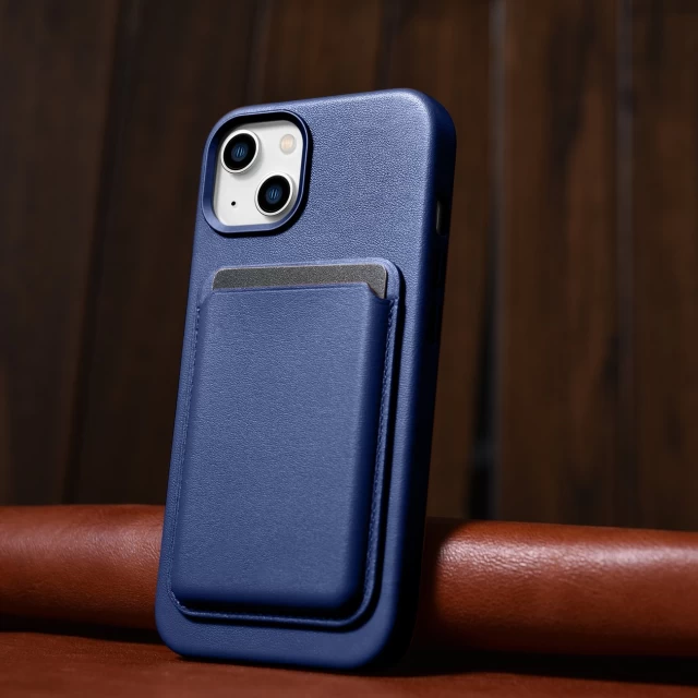 Чехол iCarer Leather Cover Case для iPhone 14 Blue with MagSafe (WMI14220705-BU)