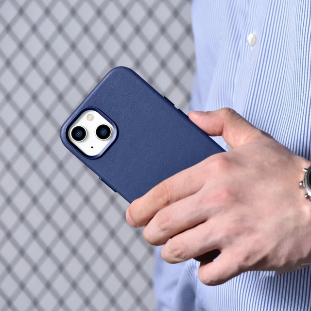 Чохол iCarer Leather Cover Case для iPhone 14 Blue with MagSafe (WMI14220705-BU)