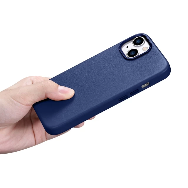 Чохол iCarer Leather Cover Case для iPhone 14 Blue with MagSafe (WMI14220705-BU)