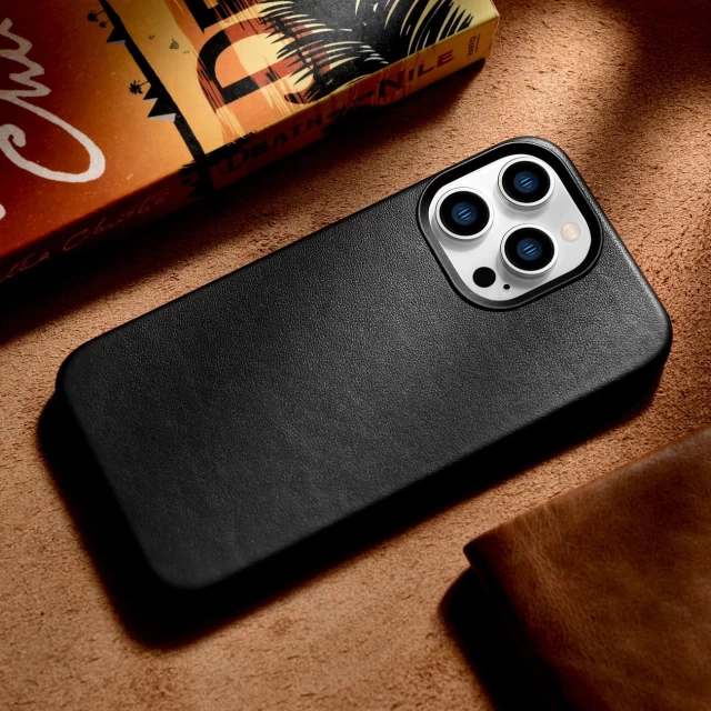 Чехол iCarer Leather Cover для iPhone 14 Pro Black with MagSafe (WMI14220706-BK)