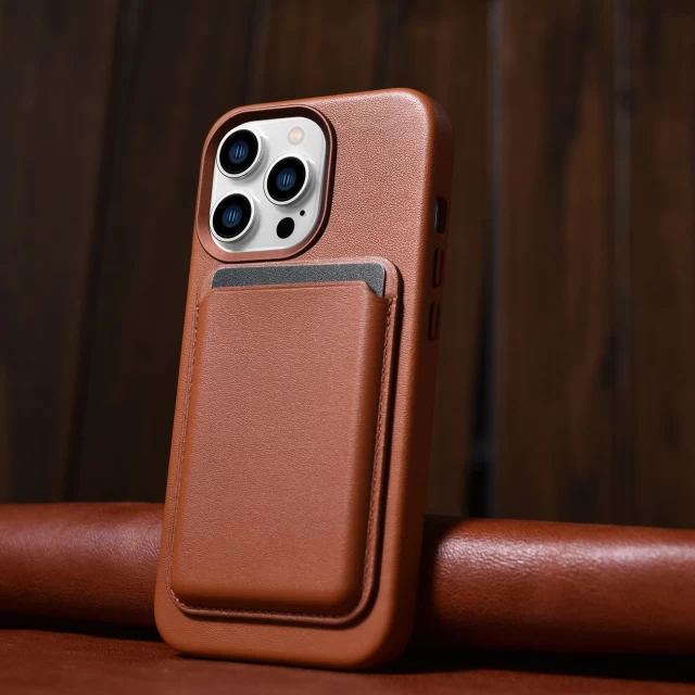Чехол iCarer Leather Cover для iPhone 14 Pro Brown with MagSafe (WMI14220706-BN)
