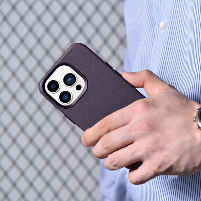 Чехол iCarer Leather Cover Case для iPhone 14 Pro Max Dark Purple with MagSafe (WMI14220708-DP)