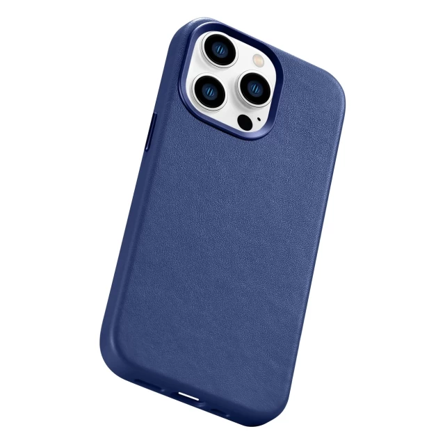 Чехол iCarer Leather Cover Case для iPhone 14 Pro Max Blue with MagSafe (WMI14220708-BU)