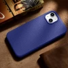Чехол iCarer Litchi Premium Leather Case для iPhone 14 Dark Blue with MagSafe (WMI14220709-DB)