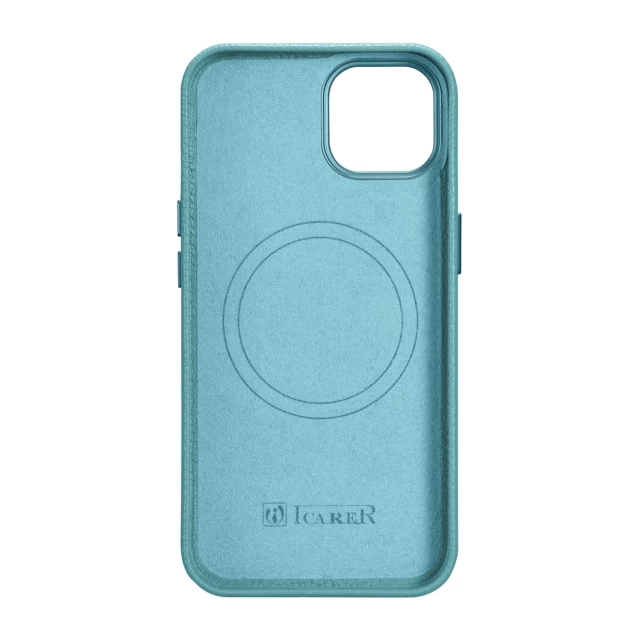 Чехол iCarer Litchi Premium Leather Case для iPhone 14 Green with MagSafe (WMI14220709-GN)