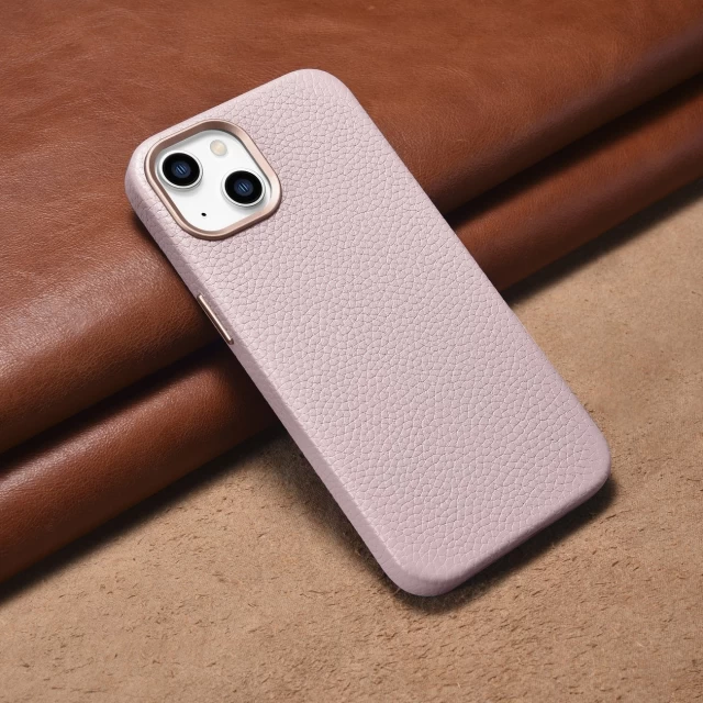 Чохол iCarer Litchi Premium Leather Case для iPhone 14 Pink with MagSafe (WMI14220709-PK)
