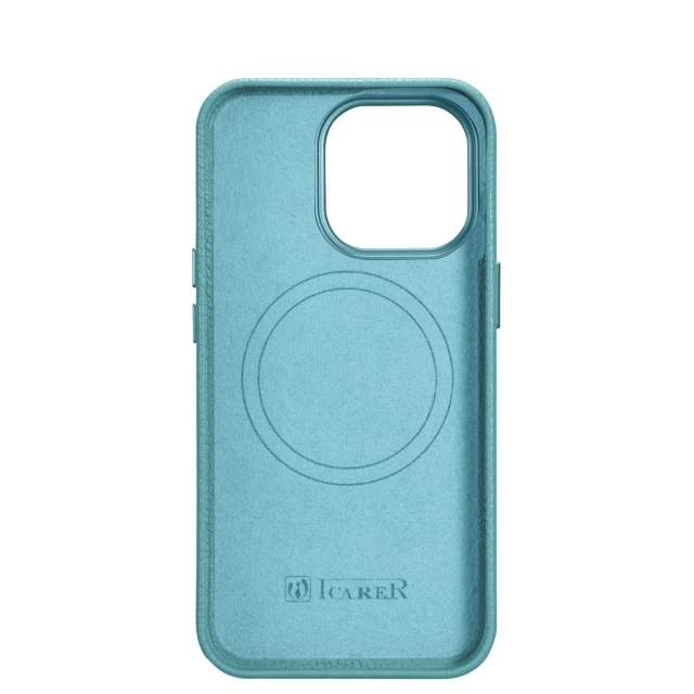 Чохол iCarer Litchi Premium Leather Case для iPhone 14 Pro Green with MagSafe (WMI14220710-GN)