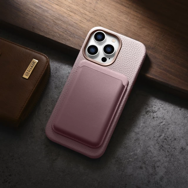 Чехол iCarer Litchi Premium Leather Case для iPhone 14 Pro Pink with MagSafe (WMI14220710-PK)