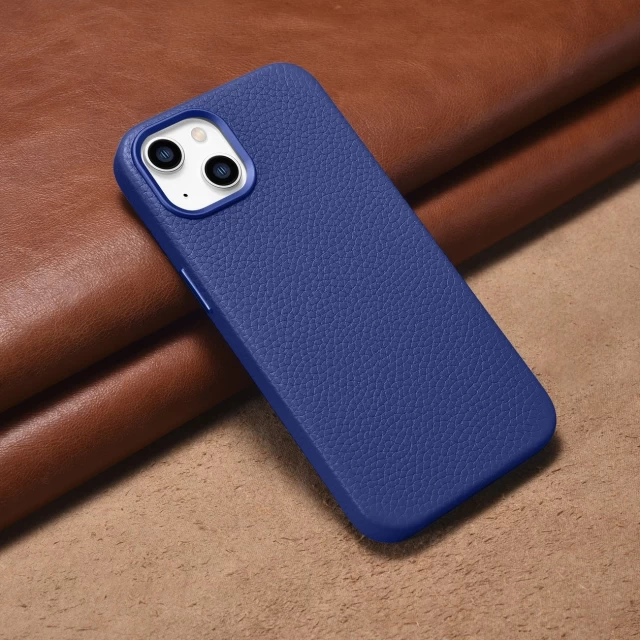 Чехол iCarer Litchi Premium Leather Case для iPhone 14 Plus Dark Blue with MagSafe (WMI14220711-DB)