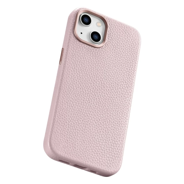 Чехол iCarer Litchi Premium Leather Case для iPhone 14 Plus Pink with MagSafe (WMI14220711-PK)