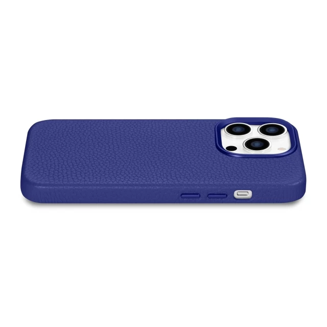 Чохол iCarer Litchi Premium Leather Case для iPhone 14 Pro Max Dark Blue with MagSafe (WMI14220712-DB)