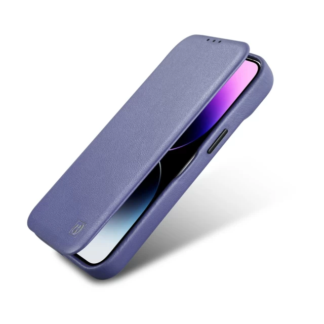 Чехол iCarer CE Premium Leather Folio Case для iPhone 14 Light Purple with MagSafe (WMI14220713-LP)