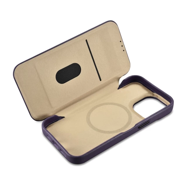 Чехол iCarer CE Premium Leather Folio Case для iPhone 14 Pro Dark Purple with MagSafe (WMI14220714-DP)